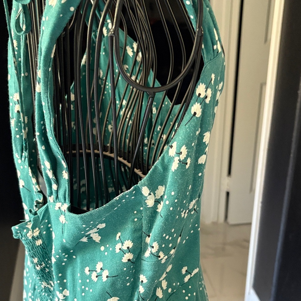 Mod Anthro sleeveless floral teal white, Teal Floral Maxi Dress - Picture 7 of 8